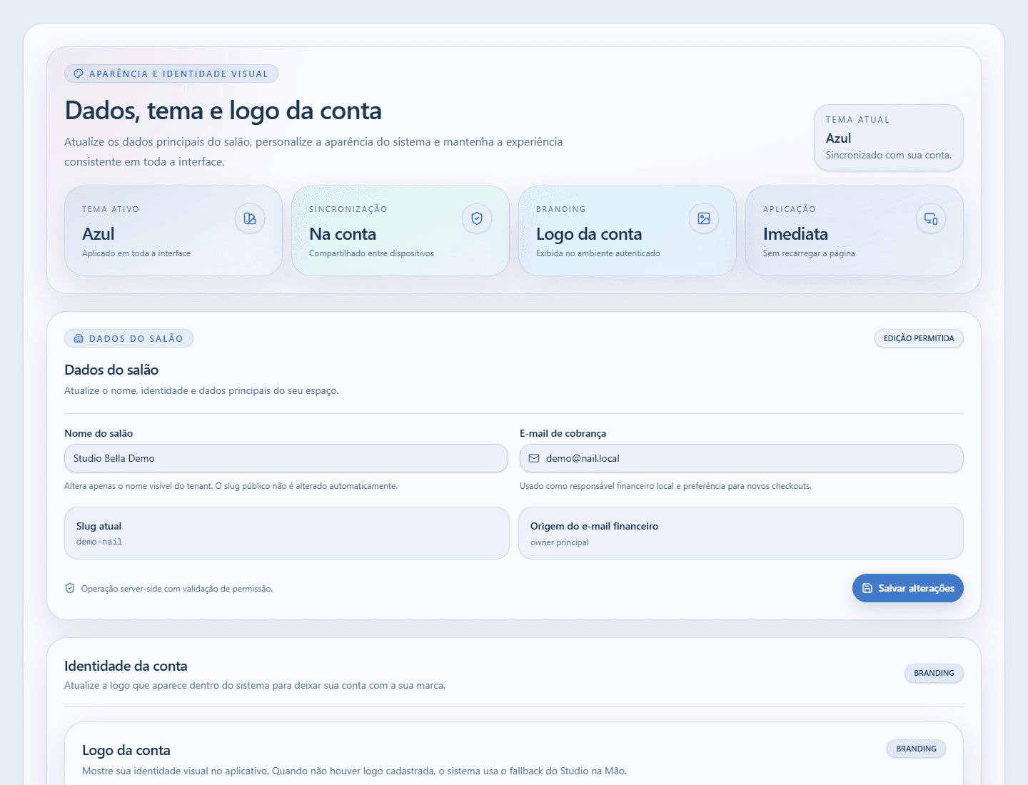 Configurações da conta